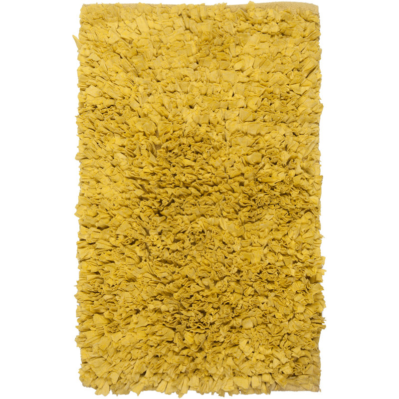 Tapis jaune en polyester et coton à poils longs Benitez Authentic, Rectangle 1 pi 8 po x 2 pi 6 po