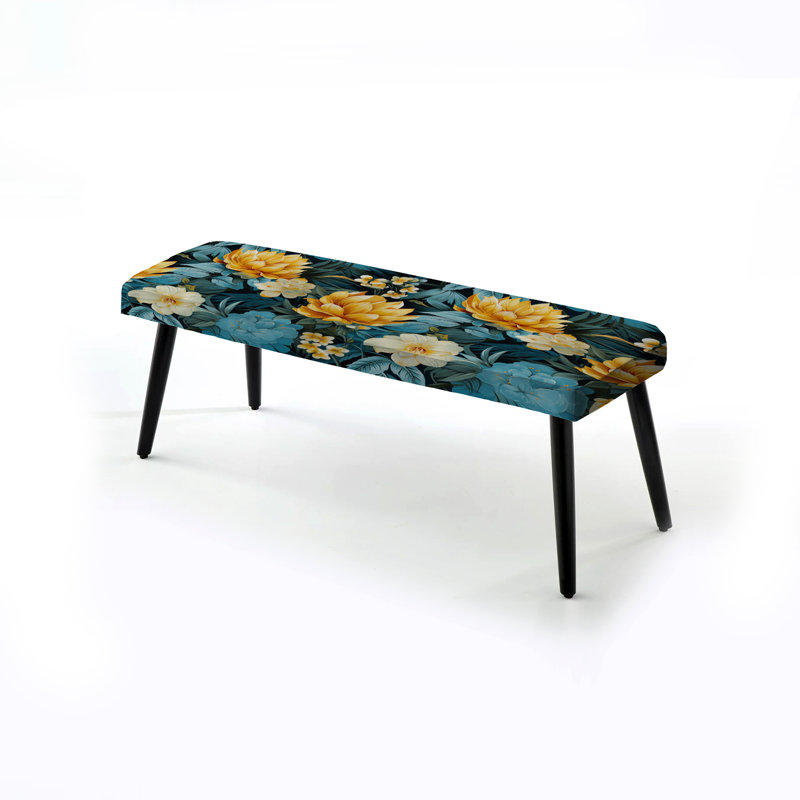 Ananas - motif tropical Serenity - banc rembourré noir Tropical