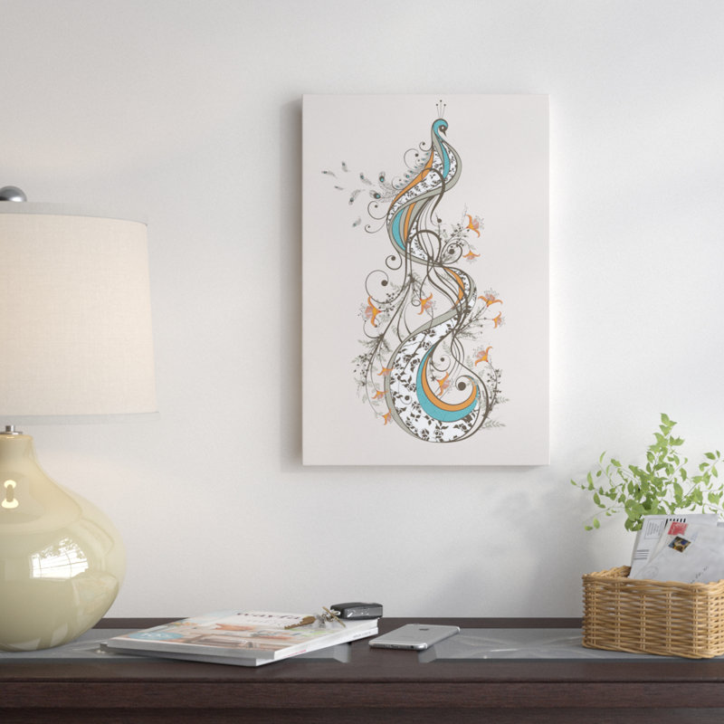 « peacock », reproduction d’impression sur toile tendue, H 18 po x l 12 po x P 1,5 po, Toile tendue, Pas de tapis