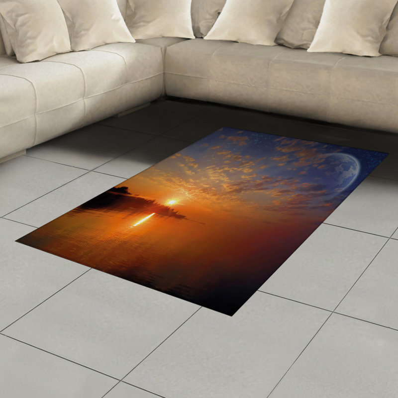 Space High Density Long Fiber Poly Threads Decorative Area Rug Carpet, Rectangle 4' x 5'8"