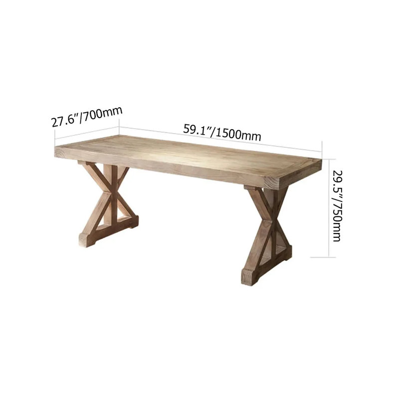Natural Wood Rustic Farmhouse Trestle Base Office Desk