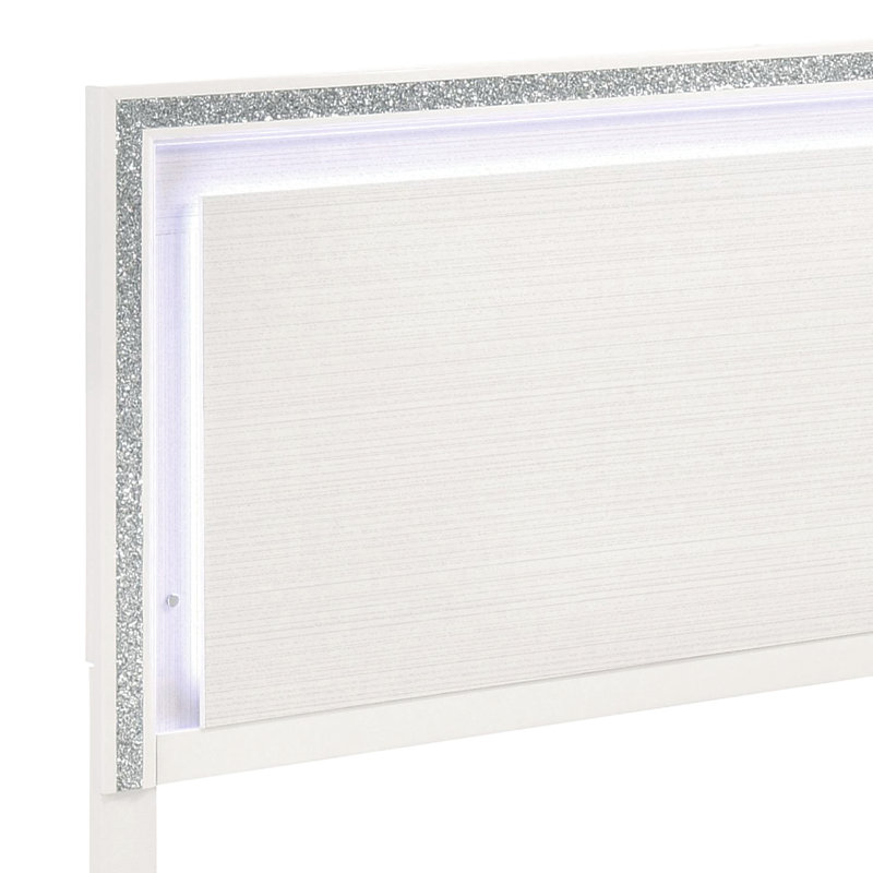 Grand lit blanc moderne avec tête de lit Sparkling Led