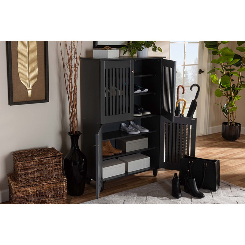 Dariell 18 Pair Shoe Storage Cabinet, Dark Gray