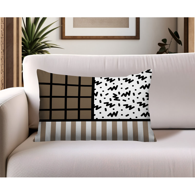 Oreiller rectangulaire réversible intérieur / extérieur Minka, Rectangulaire H 14 po x l 20 po, Beige