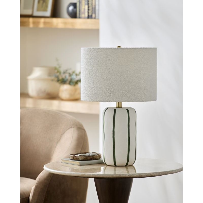 Lampe de table Poelm, Crème/vert, H 20,75 po x l 13 po x P 13 po