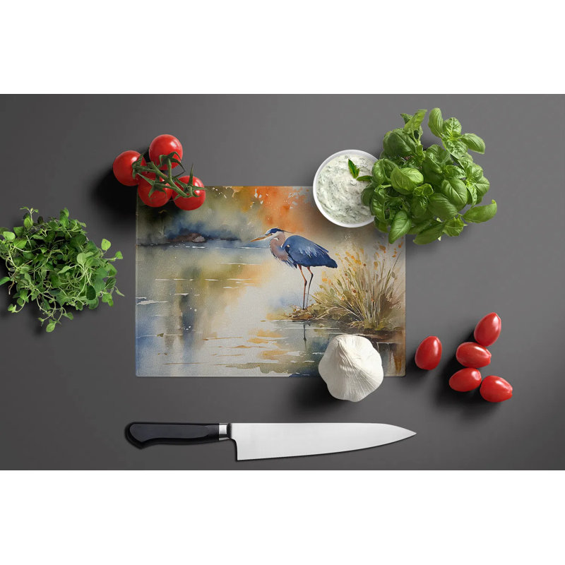 Decorative Tempered Glass Cutting Board With Vibrant Artwork, Non-Slip Kitchen Chopping Board