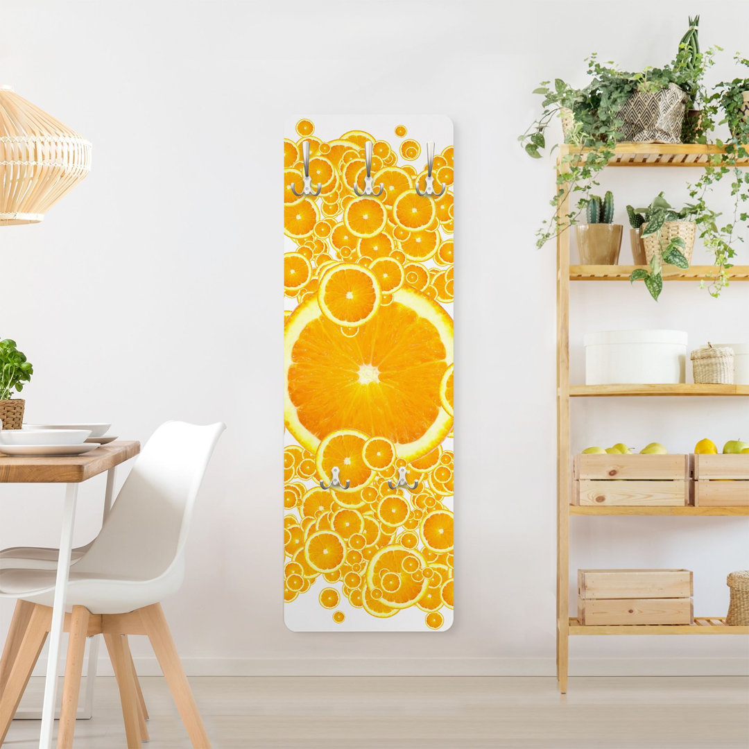 Retro Orange Pattern Wall Mounted Coat Rack
