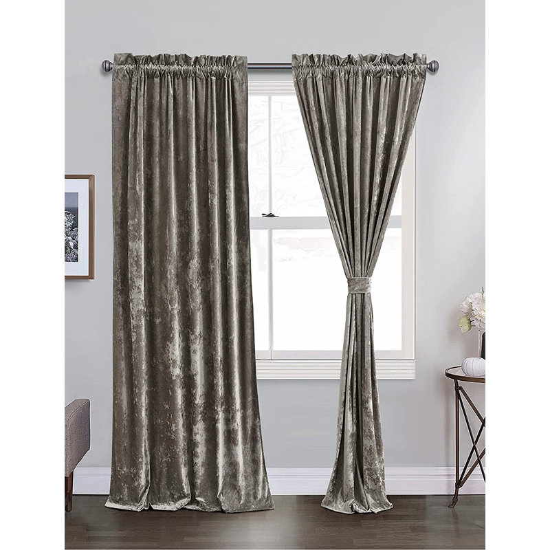 Velvet Bedding Collection Room Darkening Curtain Panel Pair, 50" W x 84" L, Burgundy