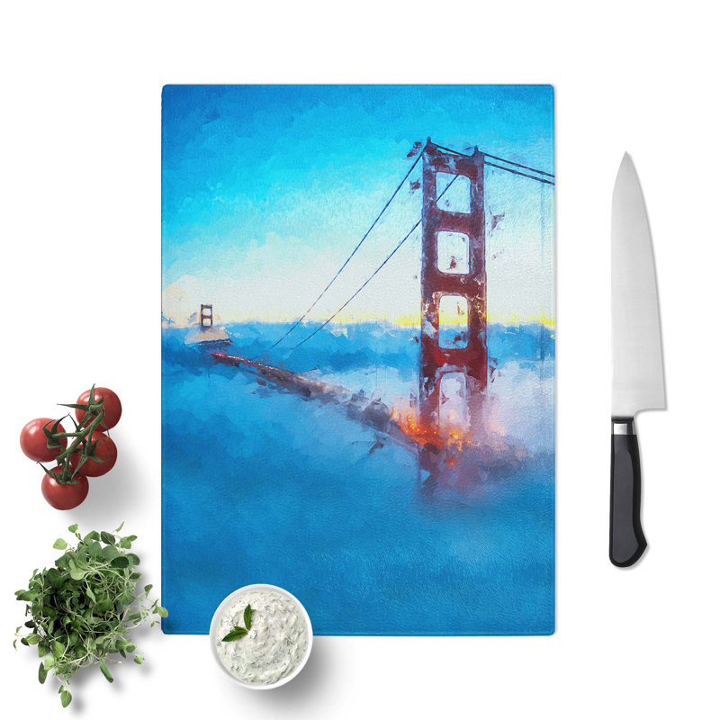 Glass Mist Over The Golden Gate Bridge in Abstract Chopping Board, 39 cm W x 28.5 cm L