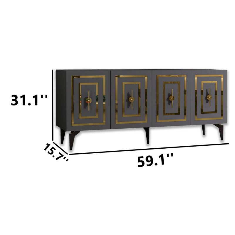 59'' Wide Multipurpose Console With Reflective Stripe, Anthracite