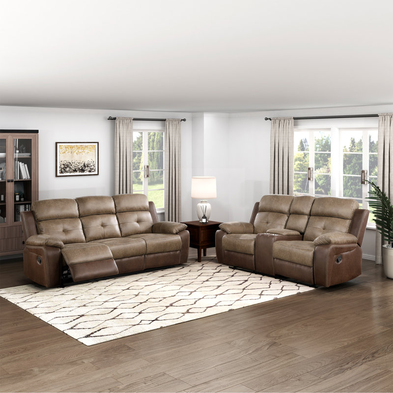 Ensemble de 2 fauteuils inclinables en microfibre polie Puaolena