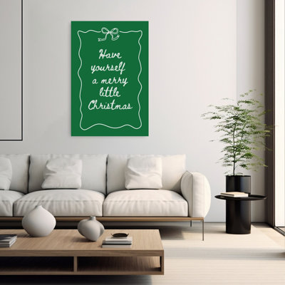 Merry Little Christmas Quote Classic Abstract Contemporary Winter Wall Art Print