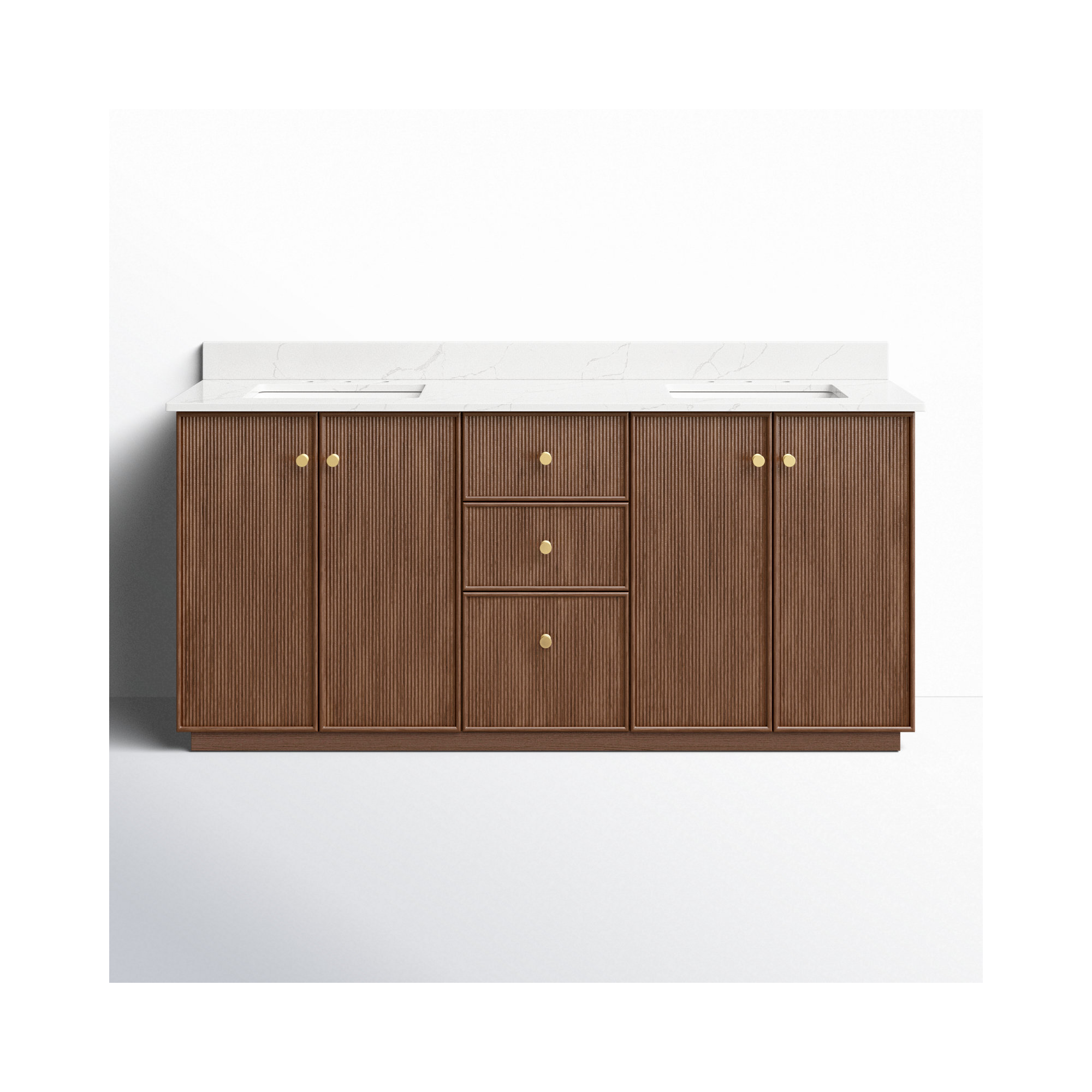 Amella 72'' Double Bathroom Vanity, Dark Brown Oak
