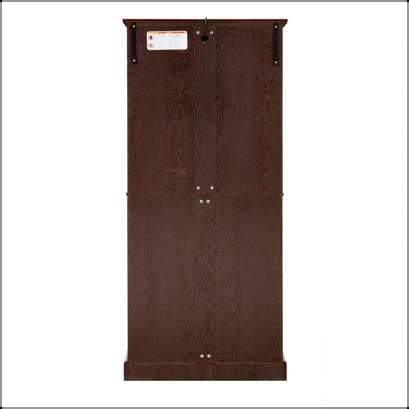 Curio Display Cabinet With Adjustable Shelves And Glass Doors, For Showcasing Collectibles In A Four-Door Design, Cherry