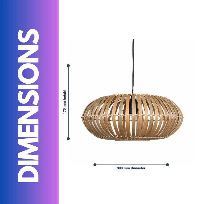 Bamboo Natural Boho Scandi Ceiling Light Pendant Shade