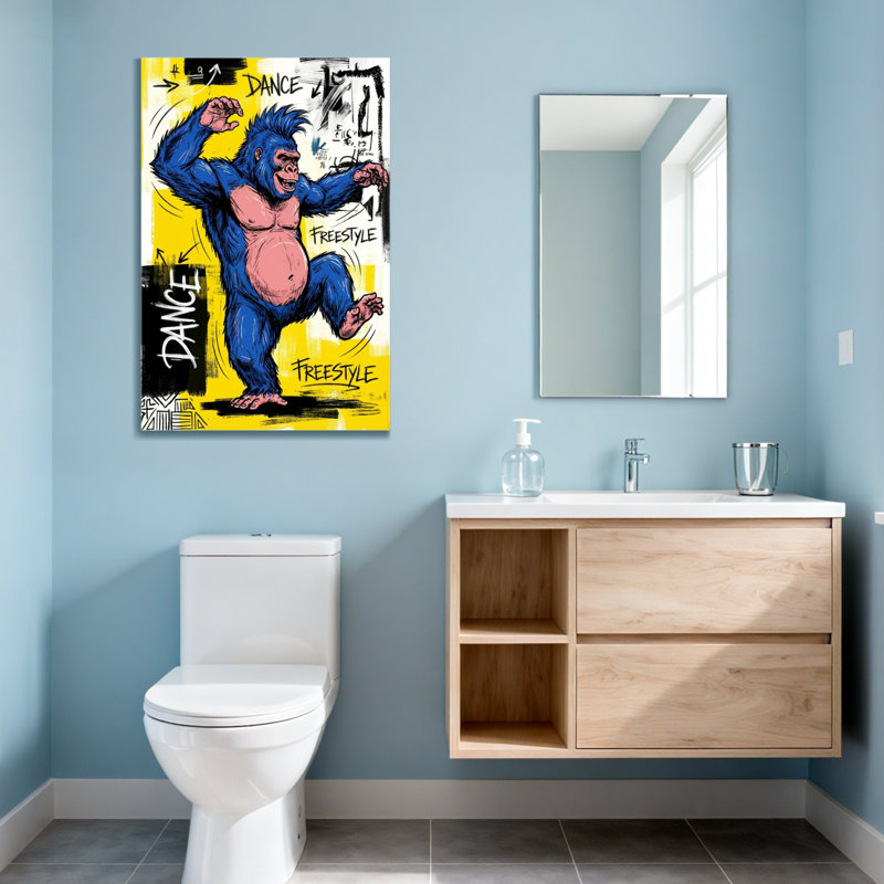 «Animals Dancing Blue Gorilla Freestyle Dance», reproduction d'art, H 40 po x l 28 po