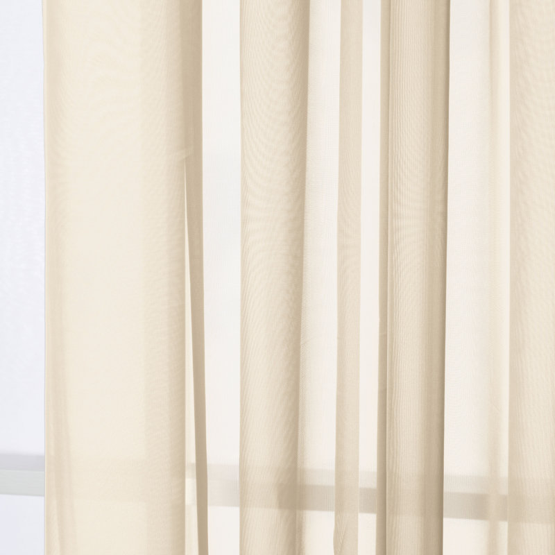 Penzance 100% Polyester Semi-Sheer  Volie Solid Curtain Panel with Rod Pocket Top, 54" W x 84" L, Ivory