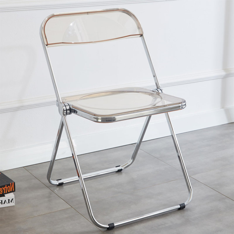 Luxury Modern Acrylic Folding Chair Transparent Chairs-Ghost Stackable Crystal Folding Chair-PC Plastic Living Room Seat-Chrome Frame And Foldable Acrylic Chair