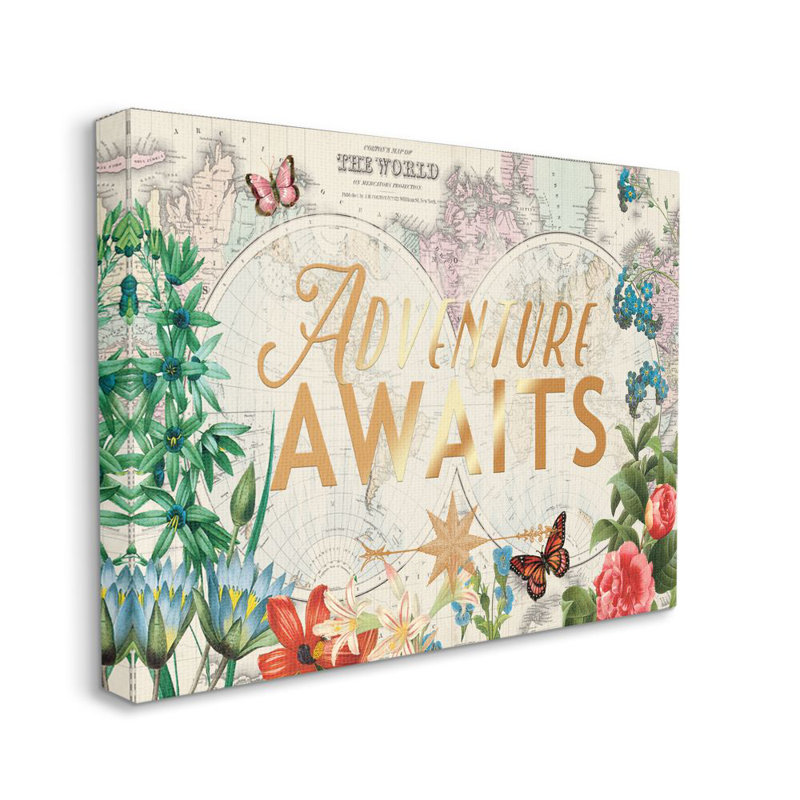 « adventure await await map word design » par ophelia et société-impression, Toile tendue, H 24 po x l 30 po x P 1,5 po