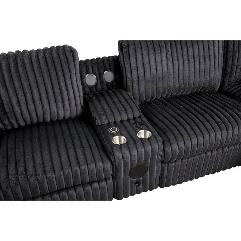 Canapé modulaire inclinable électrique Amelya Onyx, Onyx