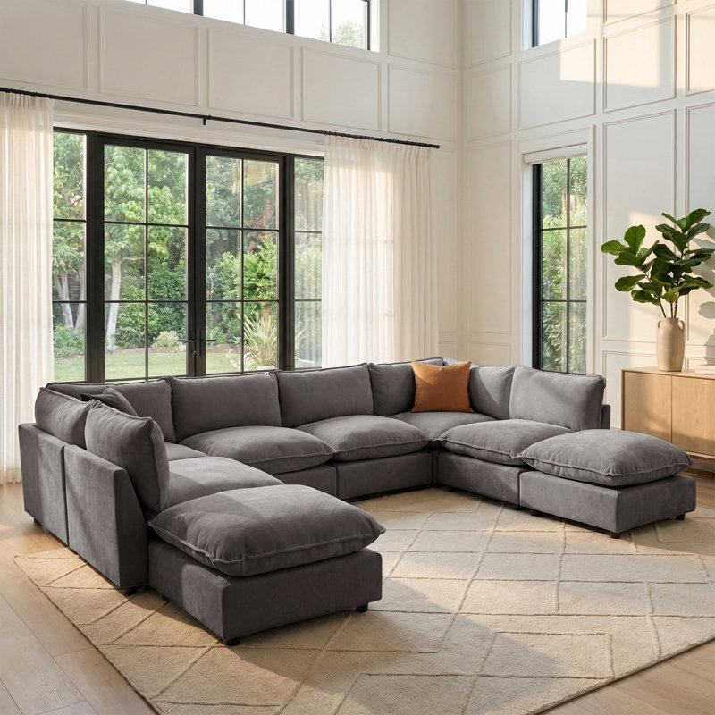 Heffernan Oversized Composable Modular Sofa, Dark Gray Chenille, 33.10" H x 137.90" W x 100.86" D