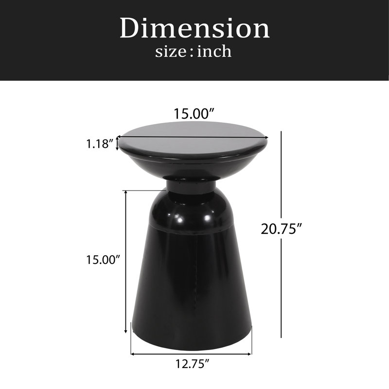 Outdoor Metal End Table -Large, Black