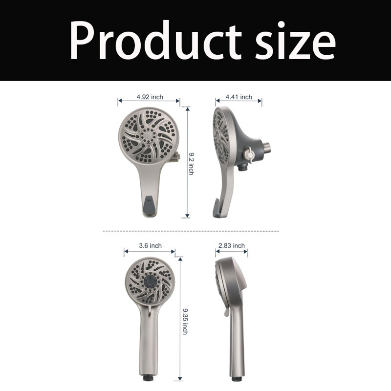 3-Way Shower Head Combo, Hand Held Shower & Rain Shower,High Pressure, Stainless Steel Hose, Brushed Nickel