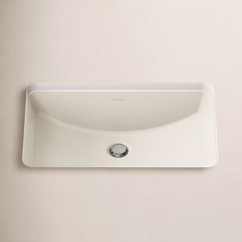 Ladena® Finish Vitreous China Rectangular Undermount Bathroom Sink with Overflow, Biscuit