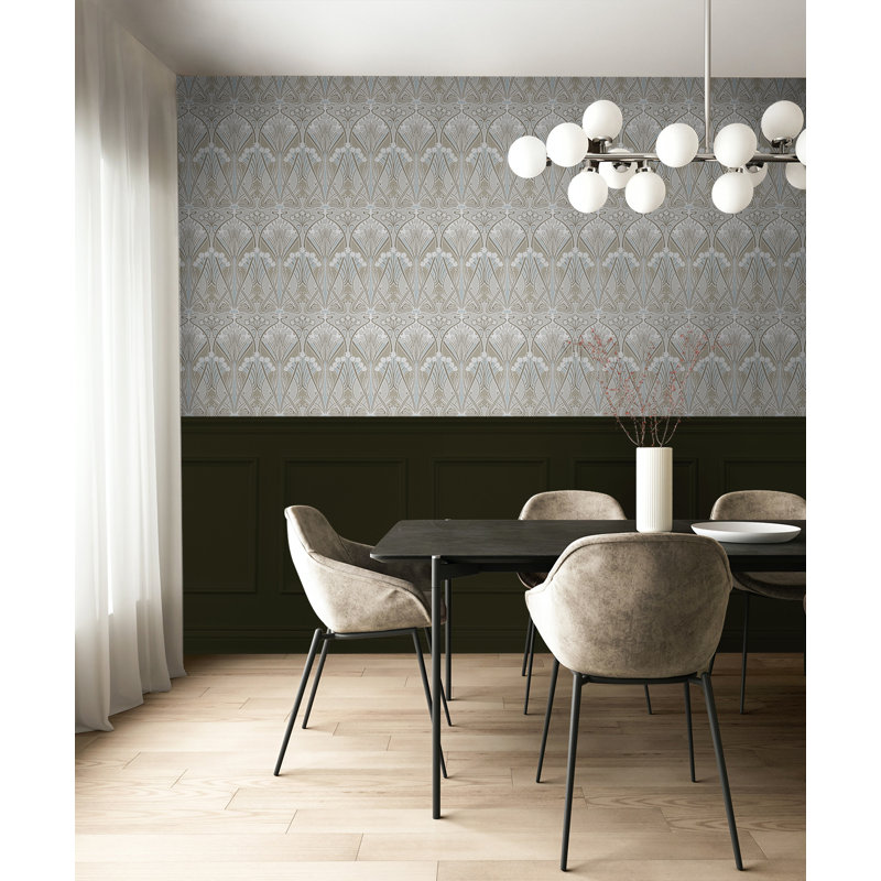 Rouleau de papier peint non tissé L 33 pi x l 20,9 po, Taupe doux / brume bleue