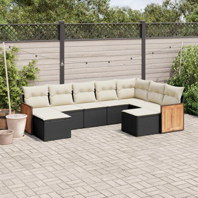 Ensemble de canapé de jardin en rotin noir 9 pièces Vidaxl