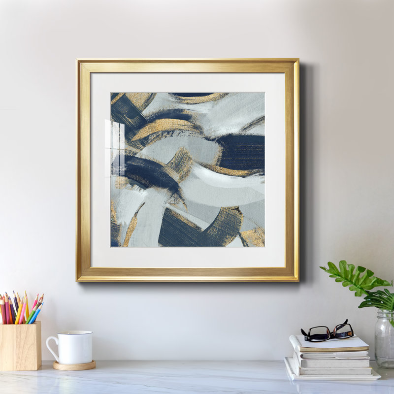 Rustique et doux-amer II - peinture encadrée, Papier encadré doré, H 17,5 po x l 17,5 po x P 1,5 po