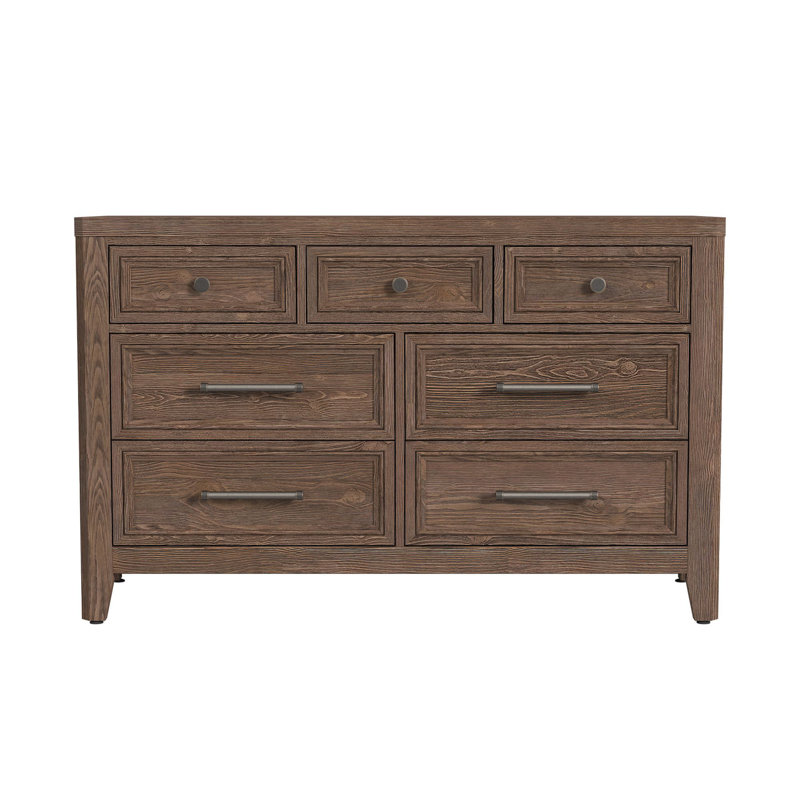 Jemma 7-Drawer Solid Wood Dresser, Harvest Brown
