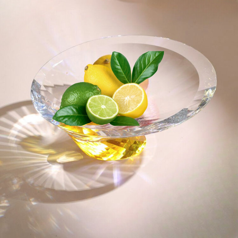 Crystal Decorative Bowl, Yellow/Clear