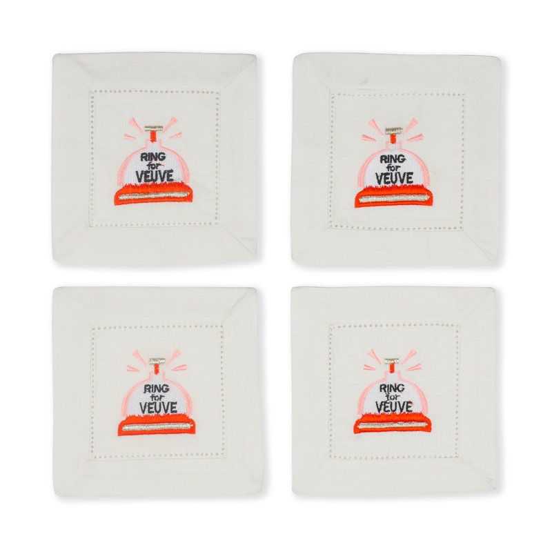 Serviettes de cocktail brodées Veuve Vibes