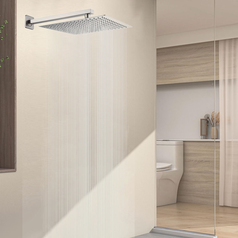 Système de douche à pluie de qualité supérieure avec bras d'extension de 16 po Premium, Nickel brossé