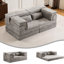 Canapé d'angle modulaire convertible Mahjong gris, revêtement polaire circulaire, mousse à mémoire de forme haute résilience, 2 places, sans assemblage, adaptable à différents espaces grâce à sa conception à compression, revêtement gris, densité-202129058-202129059