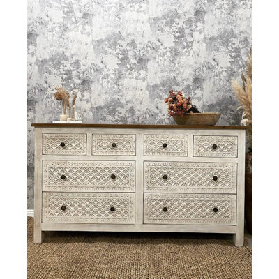Ahmi Solid Wood 160 cm W Chest of 8 Drawers