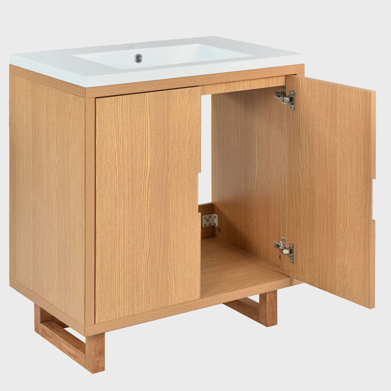 Ensemble de meuble-lavabo simple 29,5 po Nurbek, Bois robuste