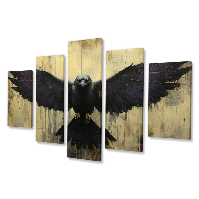 «Black Native Ravens Wings» - ensemble d'art mural Totem