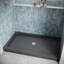 Base de douche 60 po x 36 po Alcove en acrylique noir brillant avec bonde centrale, bonde incluse-115186223