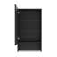 50cmW Door Bathroom Mirror Cabinet with Open Glass Bottom Shelf & LED Lights, Wall Mounted Illuminated Medicine Cabinet with Demister Pad, Black, 50x16x88cm