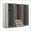 Armoire 6 portes avec grands tiroirs et rail suspendu