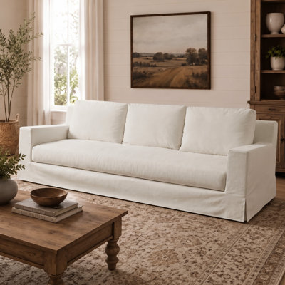 Ailey 110" Oversized Slipcovered Sofa with One-Piece Easy Removable Washable Cover, 3-Seater