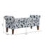 Wallen Traditional Rolled Arm Storage Bench Ottoman With Pewter Nailhead Trim In Black Floral With Dark Brown Solid Wood Legs