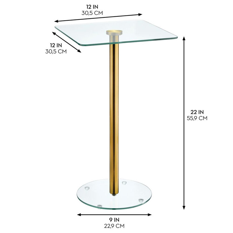 iDesign Square Drink Table for Small Spaces, Brass