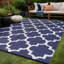 Tapis intérieur / extérieur bleu / blanc rectangulaire en polypropylène Aldo-960560313