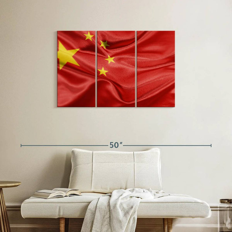 Drapeau chinois froissé, H 24 po x l 38 po