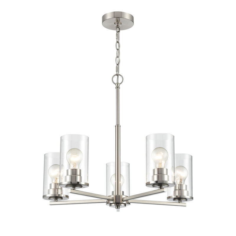 Lustre traditionnel à 5 lumières Verlana, Nickel brossé
