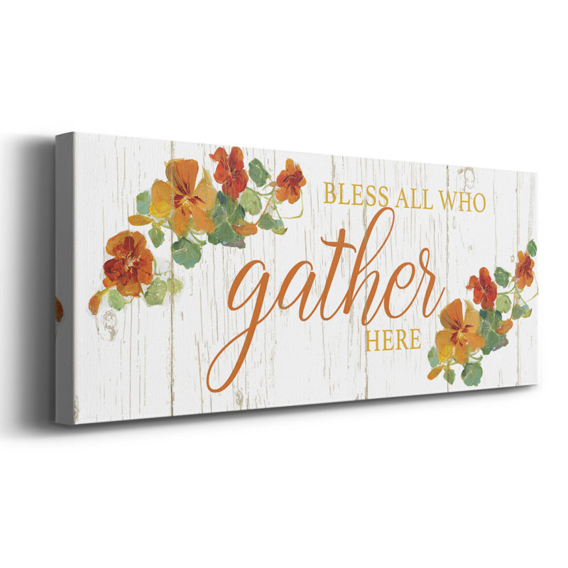" Gather Here ", 20" H x 50" W x 1.5" D