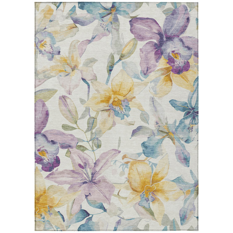 Machine Washable Indoor/Outdoor Millner ACN2262 Floral Rug